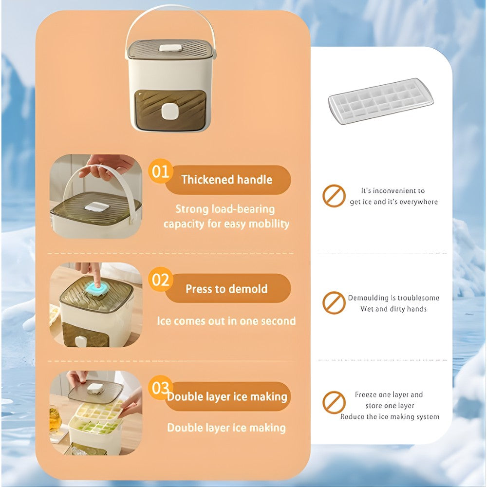 Ice Cube Tray with Lid & Bin